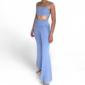 Free People Sky Blue Crop Top and Flare Pants